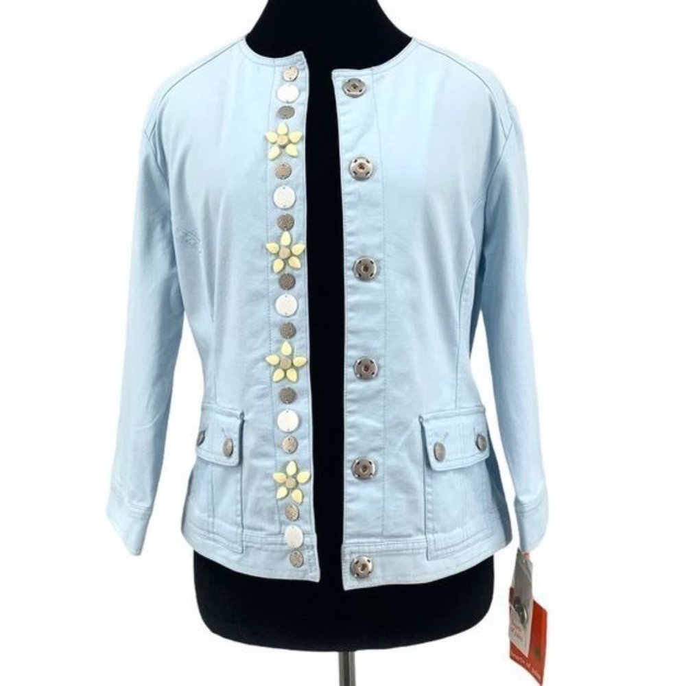 Hearts of Palm Light Blue Embellished Jacket 10